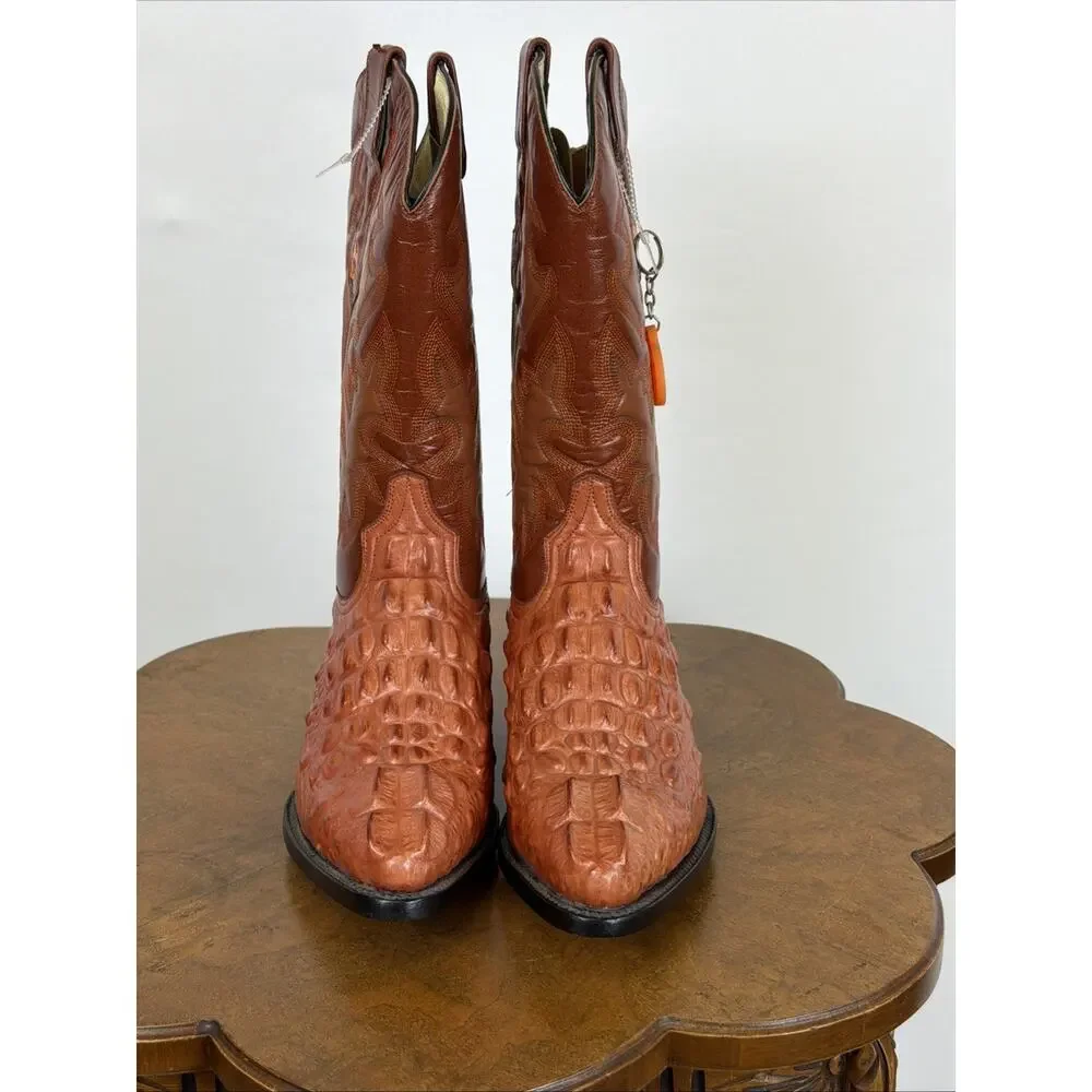 Tauro Brown Alligator Boots Tonal Stitching SZ 25 (Mex) NWT US Mens 7.5 Womens 9